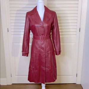 Bebe red leather trench coat